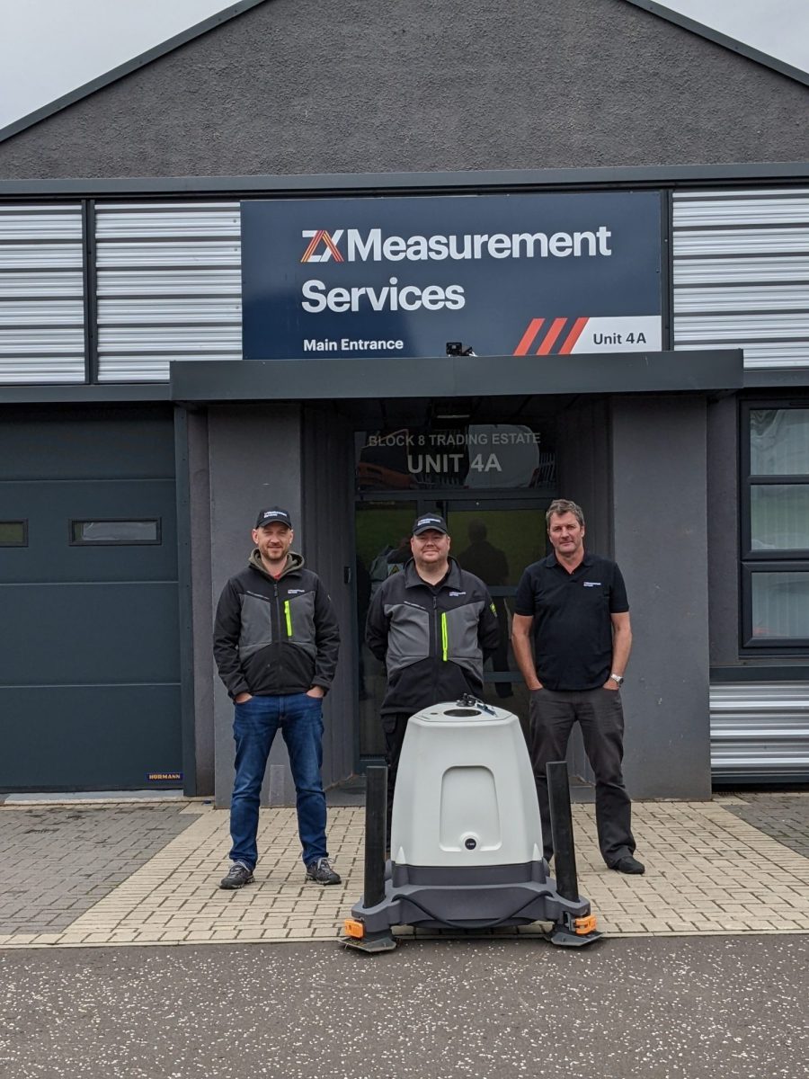 ZX Measurement Services office from the outside, with staff members and a ZX300 Lidar